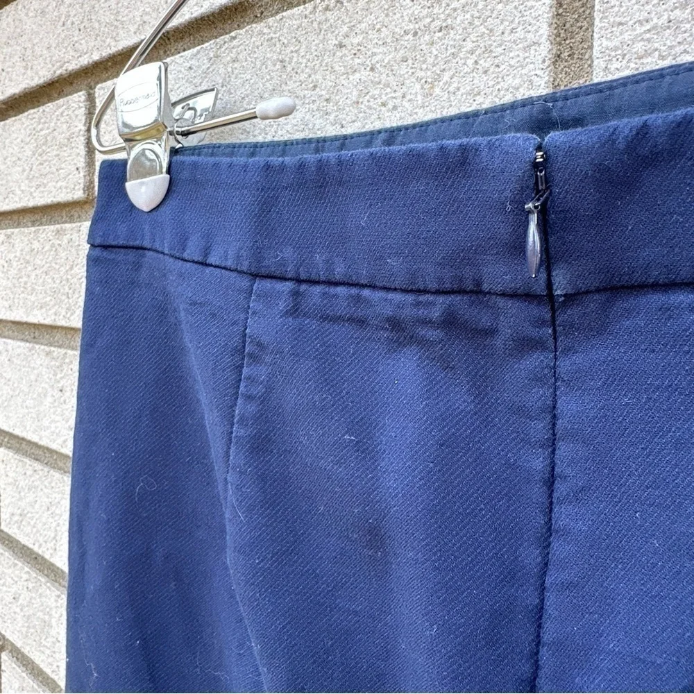 J.Crew Navy Scalloped Hem Pencil Skirt Cotton Knee Length Preppy 0 L1133